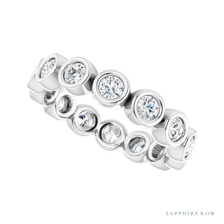 Sapphire Row Lab-Grown Diamond Round Station Band - Platinum, 2.5 mm (view 5)