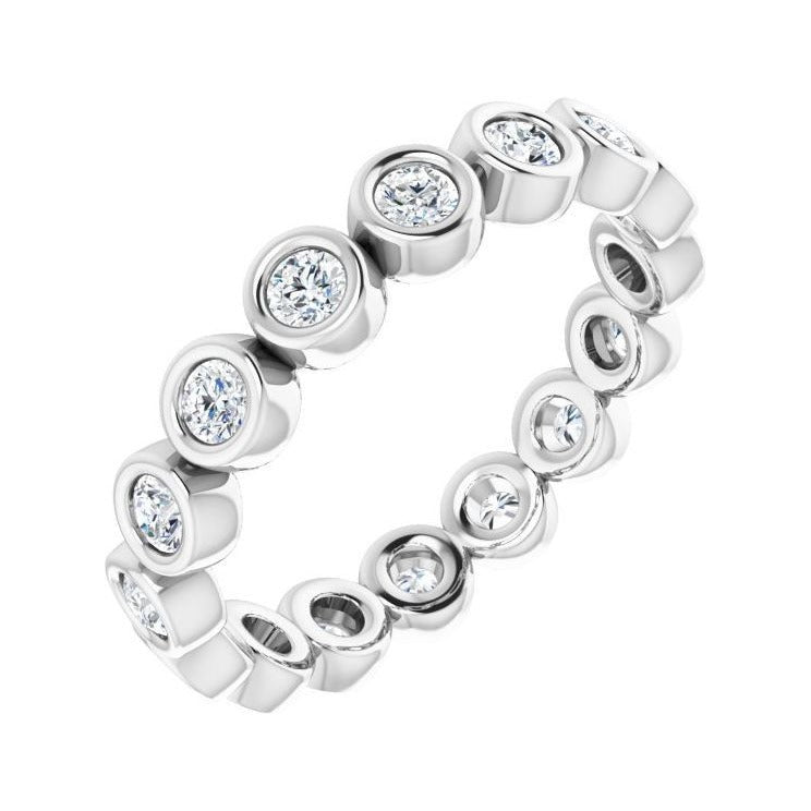 Sapphire Row Lab-Grown Diamond Round Station Band - 14K White Gold, 2 mm
