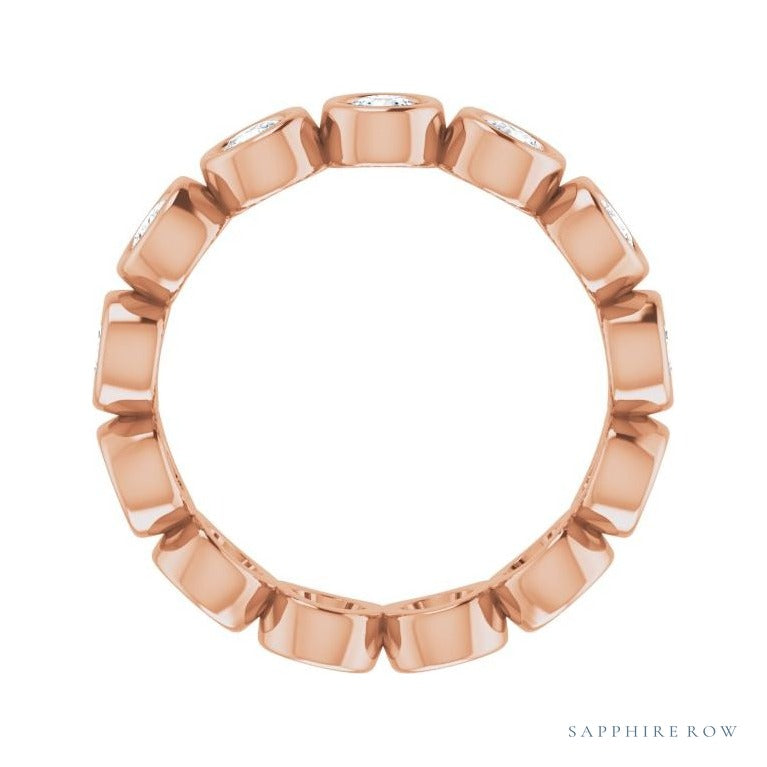 Sapphire Row Lab-Grown Diamond Round Station Band - 14K Rose Gold, 3 mm (view 2)