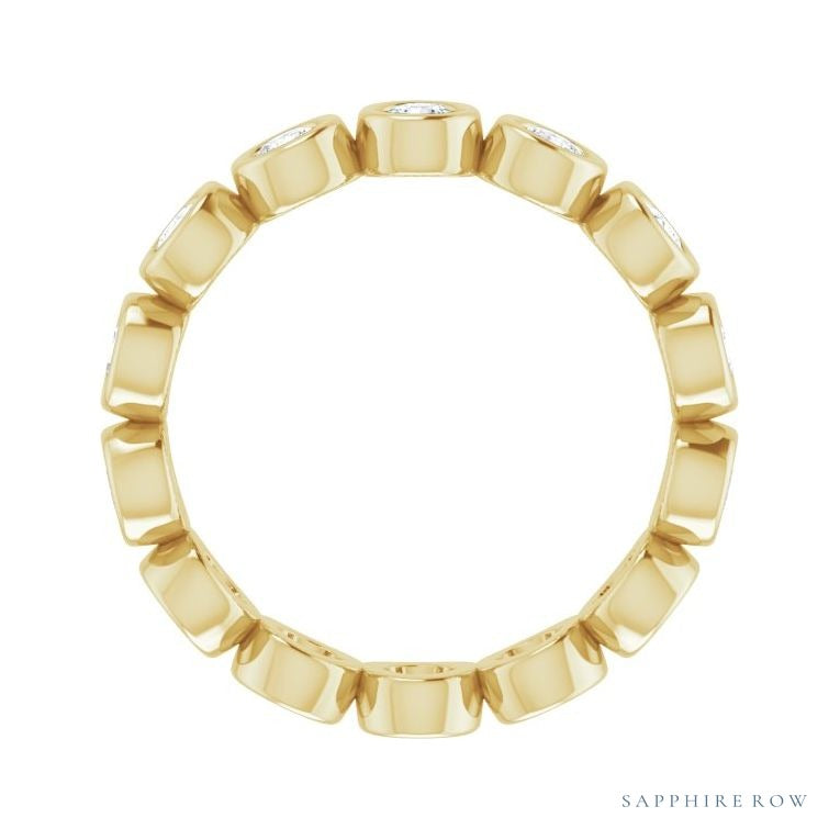 Sapphire Row Lab-Grown Diamond Round Station Band - 14K Yellow Gold, 2.5 mm (view 2)