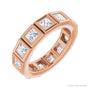 Sapphire Row Lab-Grown Diamond Princess-Cut Station Band - 14K Rose Gold, 3 × 3 mm, 5
