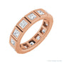 Sapphire Row Lab-Grown Diamond Princess-Cut Station Band - 14K Rose Gold, 3 × 3 mm, 7