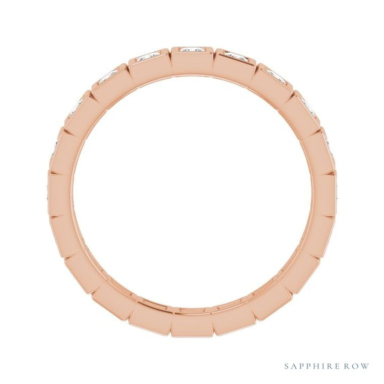 Sapphire Row Lab-Grown Diamond Princess-Cut Station Band - 14K Rose Gold, 1.75 × 1.75 mm, 6 (view 2)