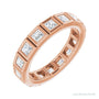 Sapphire Row Lab-Grown Diamond Princess-Cut Station Band - 14K Rose Gold, 2.25 × 2.25 mm, 5