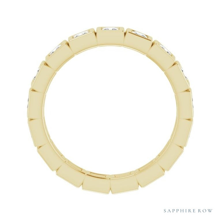 Sapphire Row Lab-Grown Diamond Princess-Cut Station Band - 14K Yellow Gold, 2 × 2 mm, 5 (view 2)