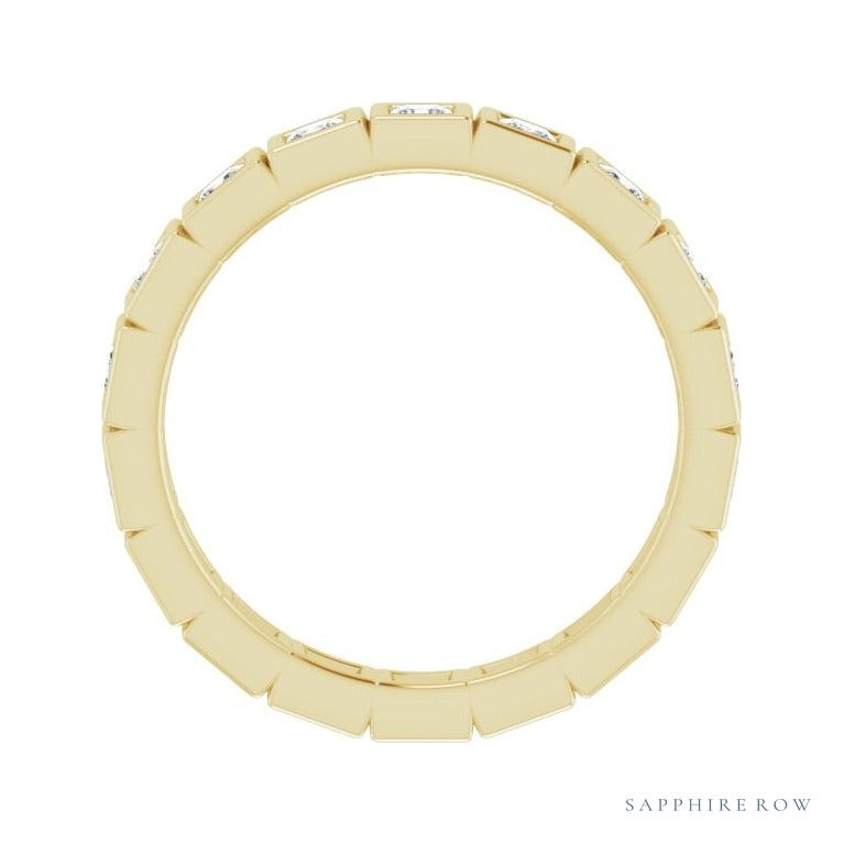 Sapphire Row Lab-Grown Diamond Princess-Cut Station Band - 14K Yellow Gold, 2 × 2 mm, 6 (view 2)