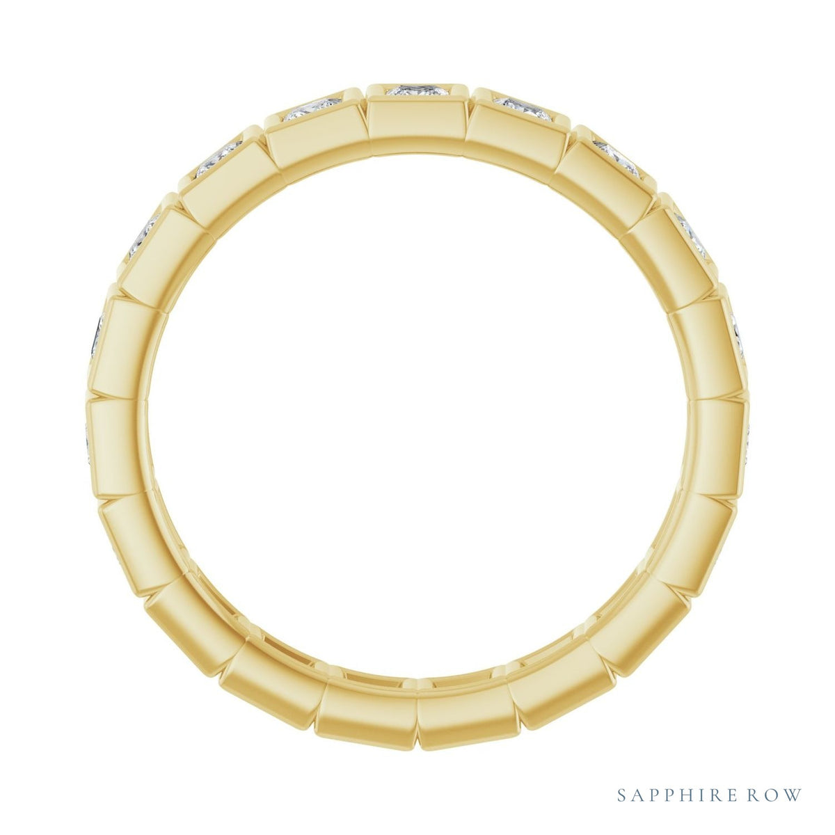 Sapphire Row Lab-Grown Diamond Princess-Cut Station Band - 14K Yellow Gold, 2 × 2 mm, 7 (view 2)