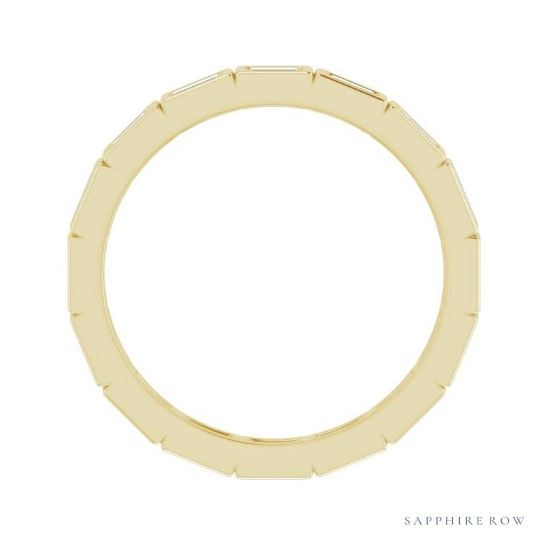 Sapphire Row Lab-Grown Diamond Baguette Station Band - 14K Yellow Gold, 2.5 × 1 mm, 5 (view 2)