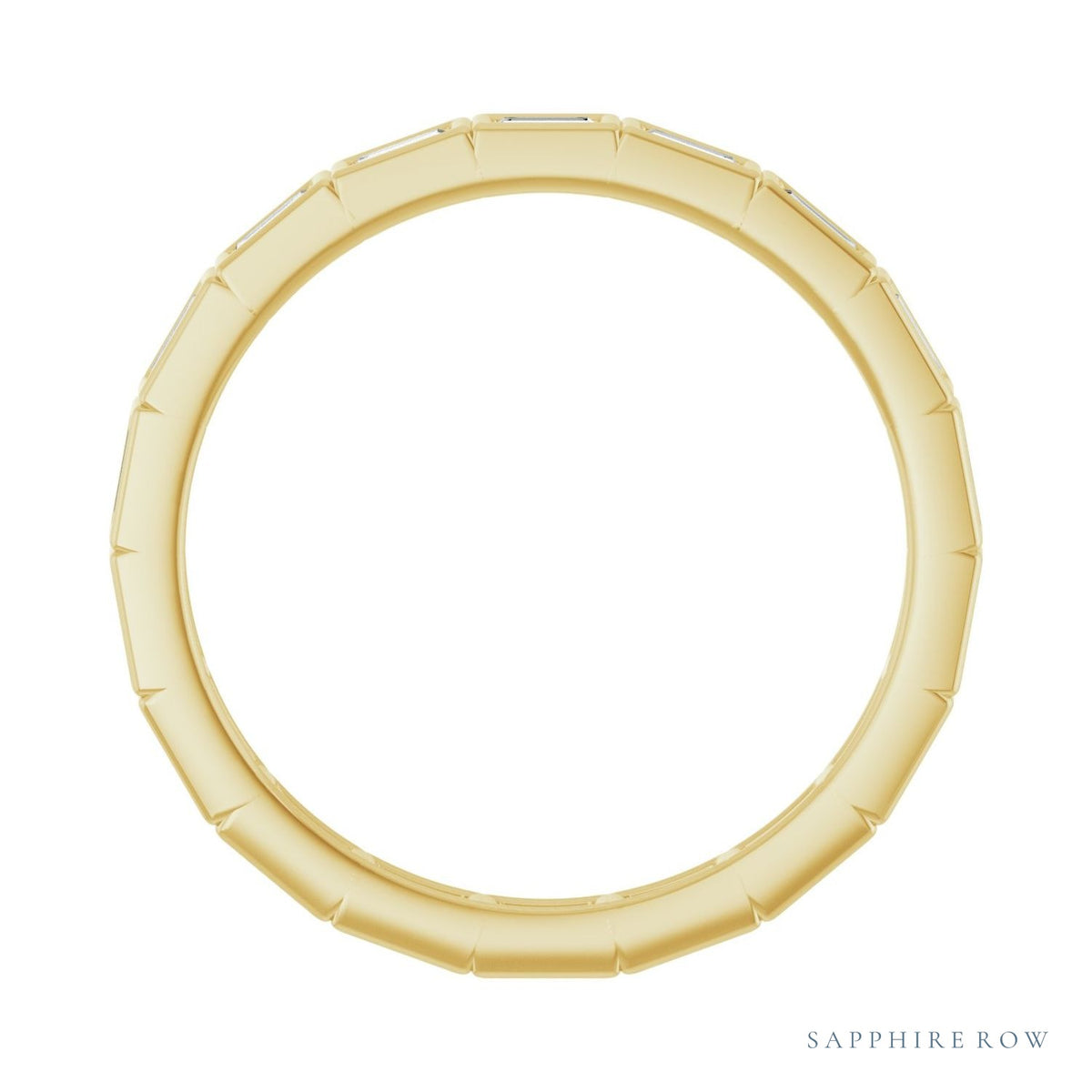 Sapphire Row Lab-Grown Diamond Baguette Station Band - 14K Yellow Gold, 2.5 × 1 mm, 7 (view 2)