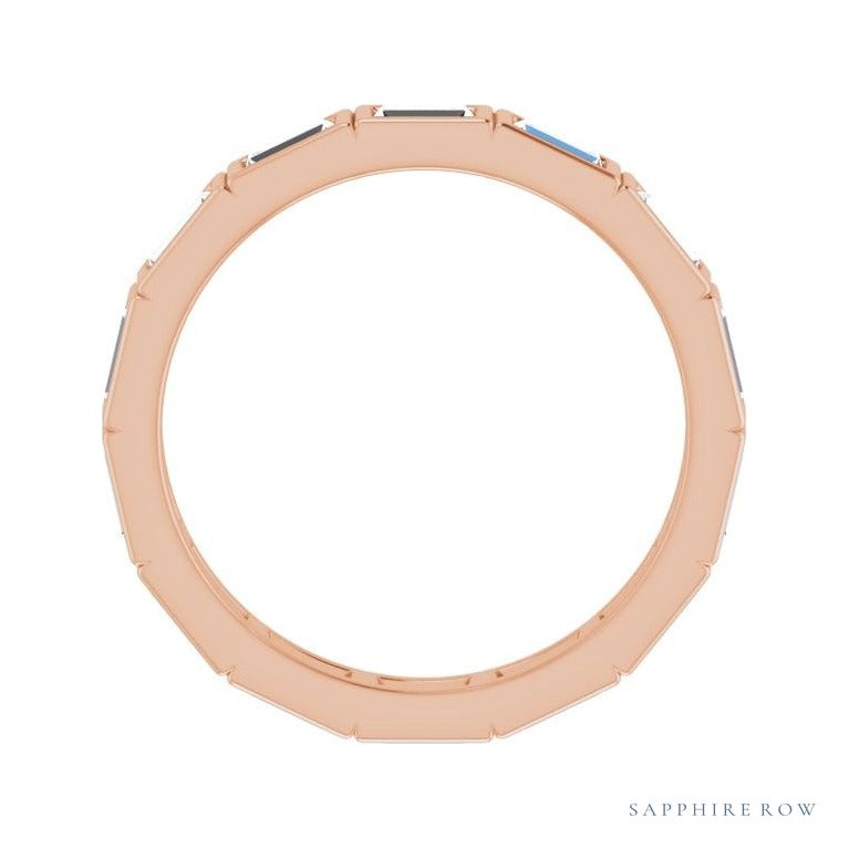 Sapphire Row Lab-Grown Diamond Baguette Station Band - 14K Rose Gold, 3 × 2 mm, 5 (view 2)