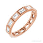 Sapphire Row Lab-Grown Diamond Baguette Station Band - 14K Rose Gold, 3 × 2 mm, 6