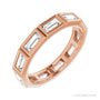 Sapphire Row Lab-Grown Diamond Baguette Station Band - 14K Rose Gold, 4 × 2 mm, 6