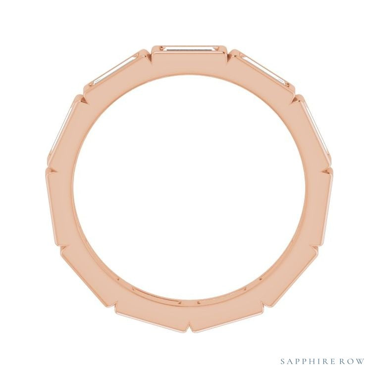 Sapphire Row Lab-Grown Diamond Baguette Station Band - 14K Rose Gold, 4 × 2 mm, 6 (view 2)