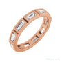 Sapphire Row Lab-Grown Diamond Baguette Station Band - 14K Rose Gold, 4 × 2 mm, 7
