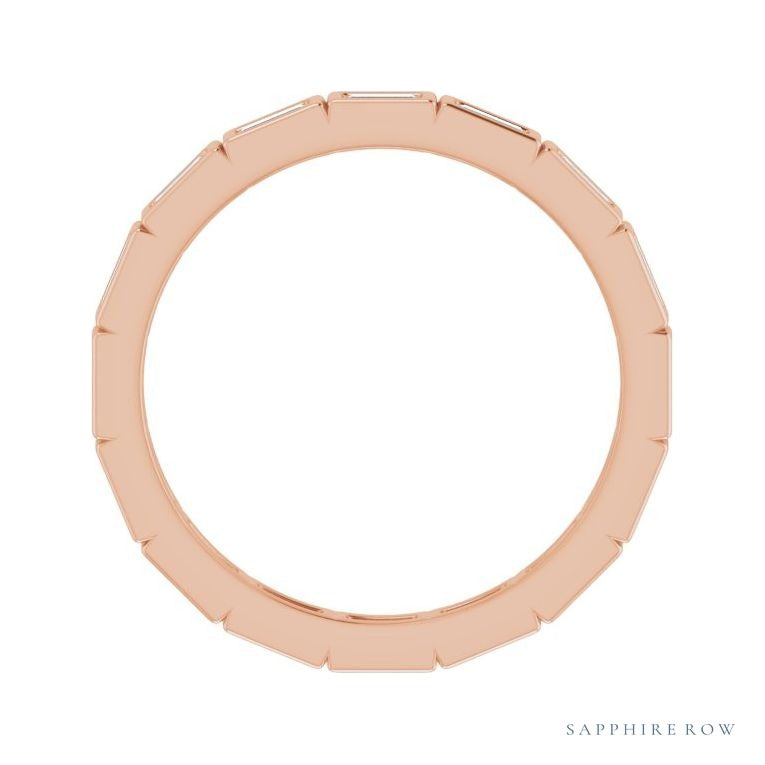 Sapphire Row Lab-Grown Diamond Baguette Station Band - 14K Rose Gold, 2.5 × 1 mm, 5 (view 2)