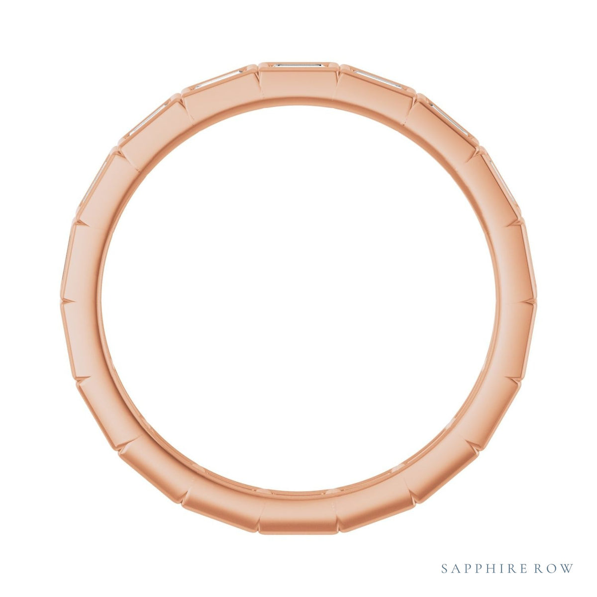 Sapphire Row Lab-Grown Diamond Baguette Station Band - 14K Rose Gold, 2.5 × 1 mm, 7 (view 2)