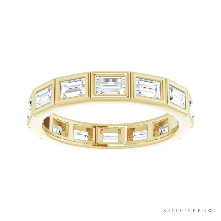 Sapphire Row Lab-Grown Diamond Baguette Station Band - 14K Yellow Gold, 3 × 2 mm, 5 (view 3)