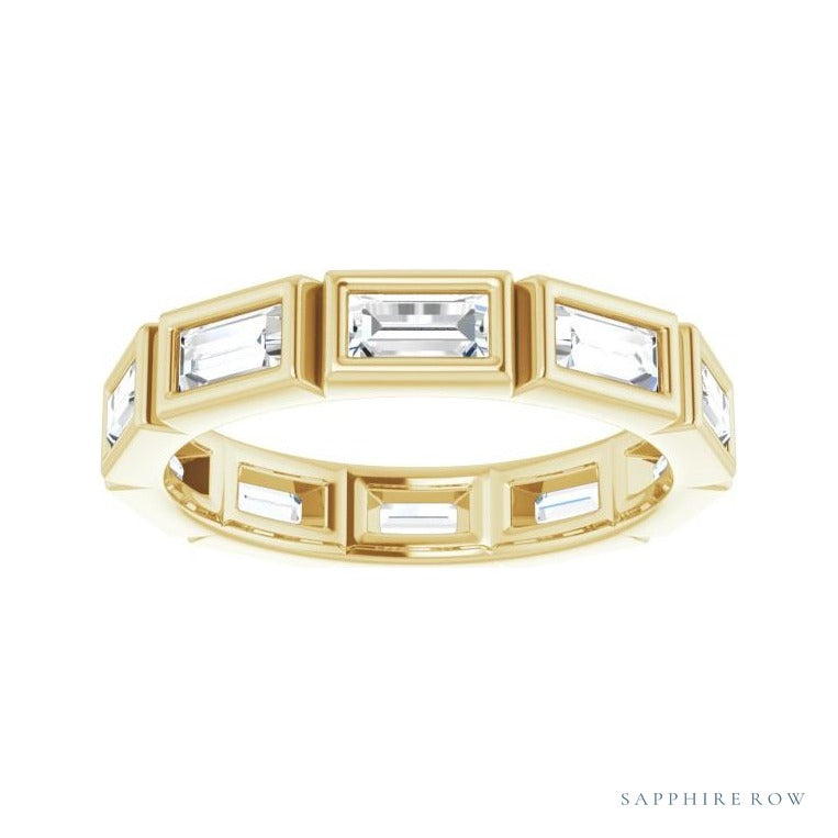 Sapphire Row Lab-Grown Diamond Baguette Station Band - 14K Yellow Gold, 4 × 2 mm, 5 (view 3)