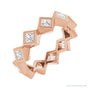 Sapphire Row Natural Diamond Princess-Cut Bezel Band - 14K Rose Gold, 2.25 × 2.25 mm, 5
