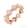 Sapphire Row Natural Diamond Princess-Cut Bezel Band - 14K Rose Gold, 2.5 × 2.5 mm, 4.5