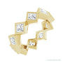 Sapphire Row Natural Diamond Princess-Cut Bezel Band - 14K Yellow Gold, 3.5 × 3.5 mm, 8