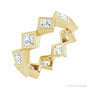Sapphire Row Natural Diamond Princess-Cut Bezel Band - 14K Yellow Gold, 3 × 3 mm, 6