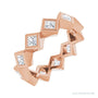 Sapphire Row Natural Diamond Princess-Cut Bezel Band - 14K Rose Gold, 2.25 × 2.25 mm, 4.5