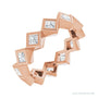 Sapphire Row Natural Diamond Princess-Cut Bezel Band - 14K Rose Gold, 2.25 × 2.25 mm, 5.5