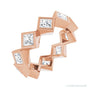 Sapphire Row Natural Diamond Princess-Cut Bezel Band - 14K Rose Gold, 3.5 × 3.5 mm, 8