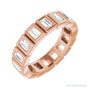 Sapphire Row Natural Diamond Baguette Bezel Band - 14K Rose Gold, 3 × 2 mm, 4.5