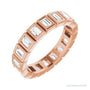 Sapphire Row Natural Diamond Baguette Bezel Band - 14K Rose Gold, 3 × 2 mm, 7.5