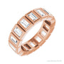 Sapphire Row Natural Diamond Baguette Bezel Band - 14K Rose Gold, 3.5 × 2 mm, 4