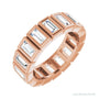 Sapphire Row Natural Diamond Baguette Bezel Band - 14K Rose Gold, 4 × 2 mm, 4.5