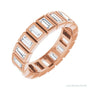 Sapphire Row Natural Diamond Baguette Bezel Band - 14K Rose Gold, 4 × 2 mm, 7.5