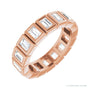 Sapphire Row Natural Diamond Baguette Bezel Band - 14K Rose Gold, 3 × 2 mm, 4