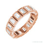 Sapphire Row Natural Diamond Baguette Bezel Band - 14K Rose Gold, 3.5 × 2 mm, 6.5