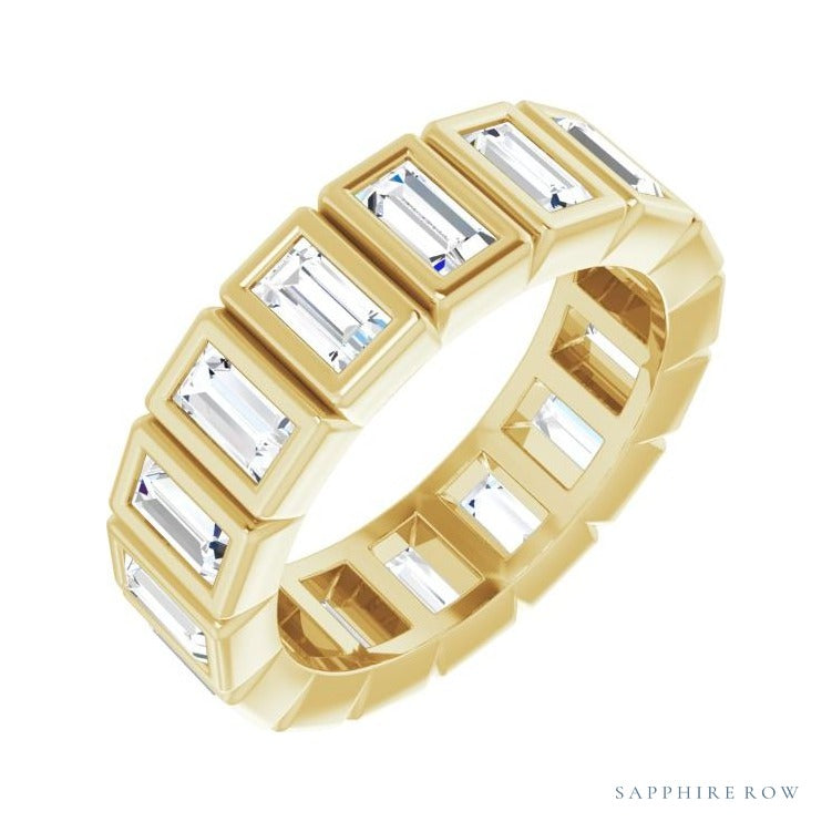Sapphire Row Lab-Grown Diamond Baguette Bezel Band - 14K Yellow Gold, 3.75 × 2 mm, 4