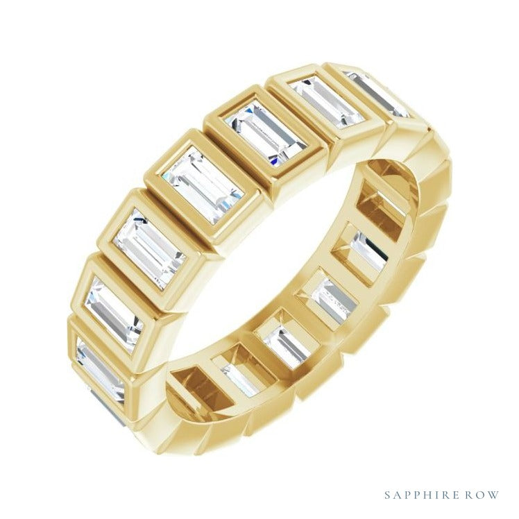 Sapphire Row Lab-Grown Diamond Baguette Bezel Band - 14K Yellow Gold, 3.75 × 2 mm, 6