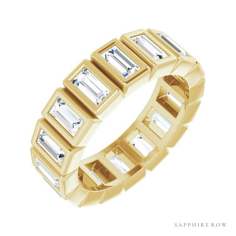Sapphire Row Lab-Grown Diamond Baguette Bezel Band - 14K Yellow Gold, 4 × 2 mm, 5