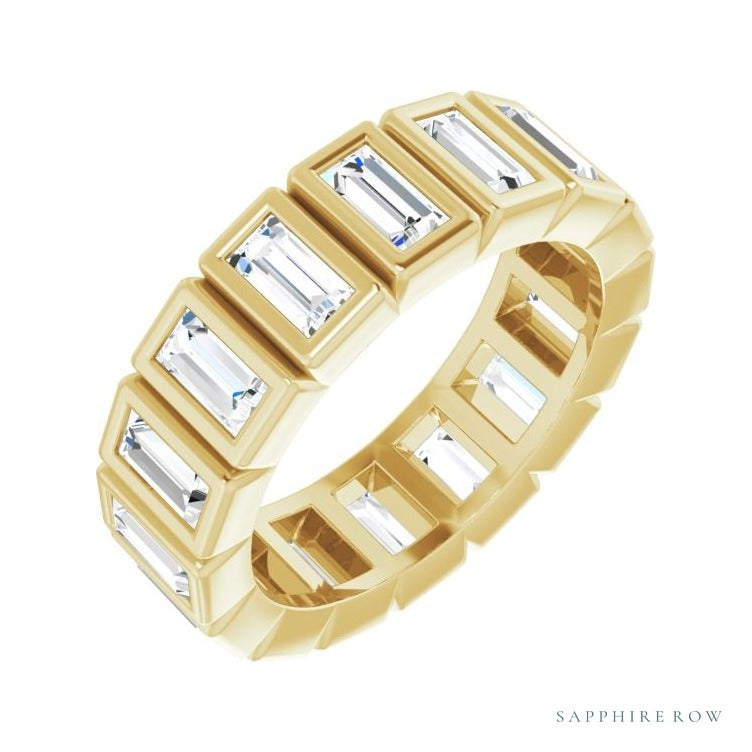 Sapphire Row Lab-Grown Diamond Baguette Bezel Band - 14K Yellow Gold, 4 × 2 mm, 4.5