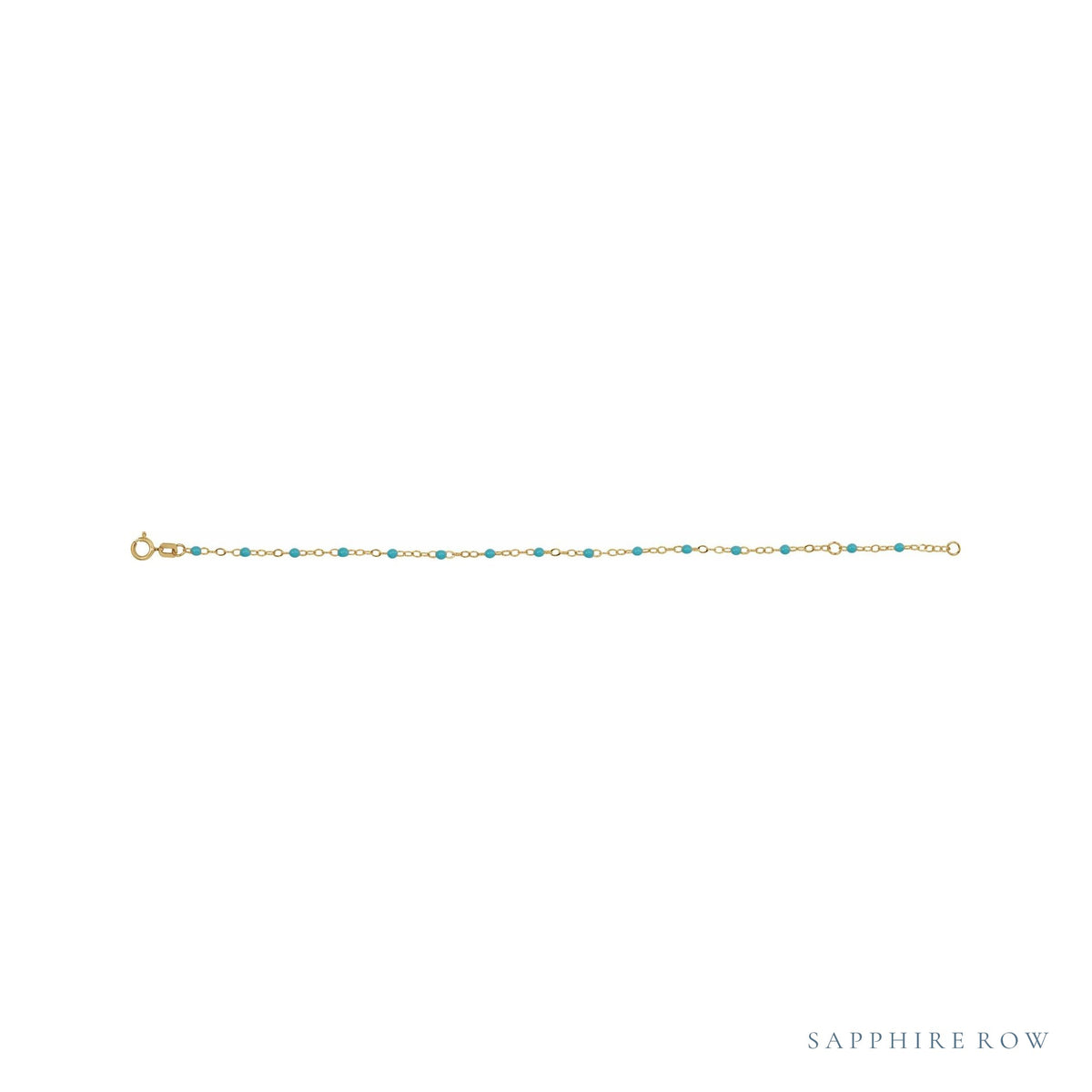 Sapphire Row Gold Enamel Bead Chain Bracelet - Turquoise (view 3)
