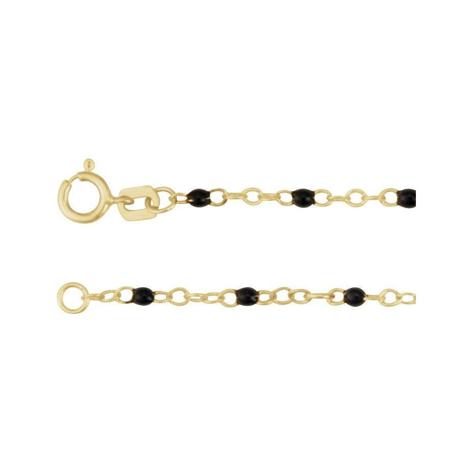 Sapphire Row Gold Enamel Bead Chain Bracelet - Black (view 2)