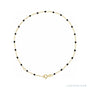 Sapphire Row Gold Enamel Bead Chain Anklet - Black