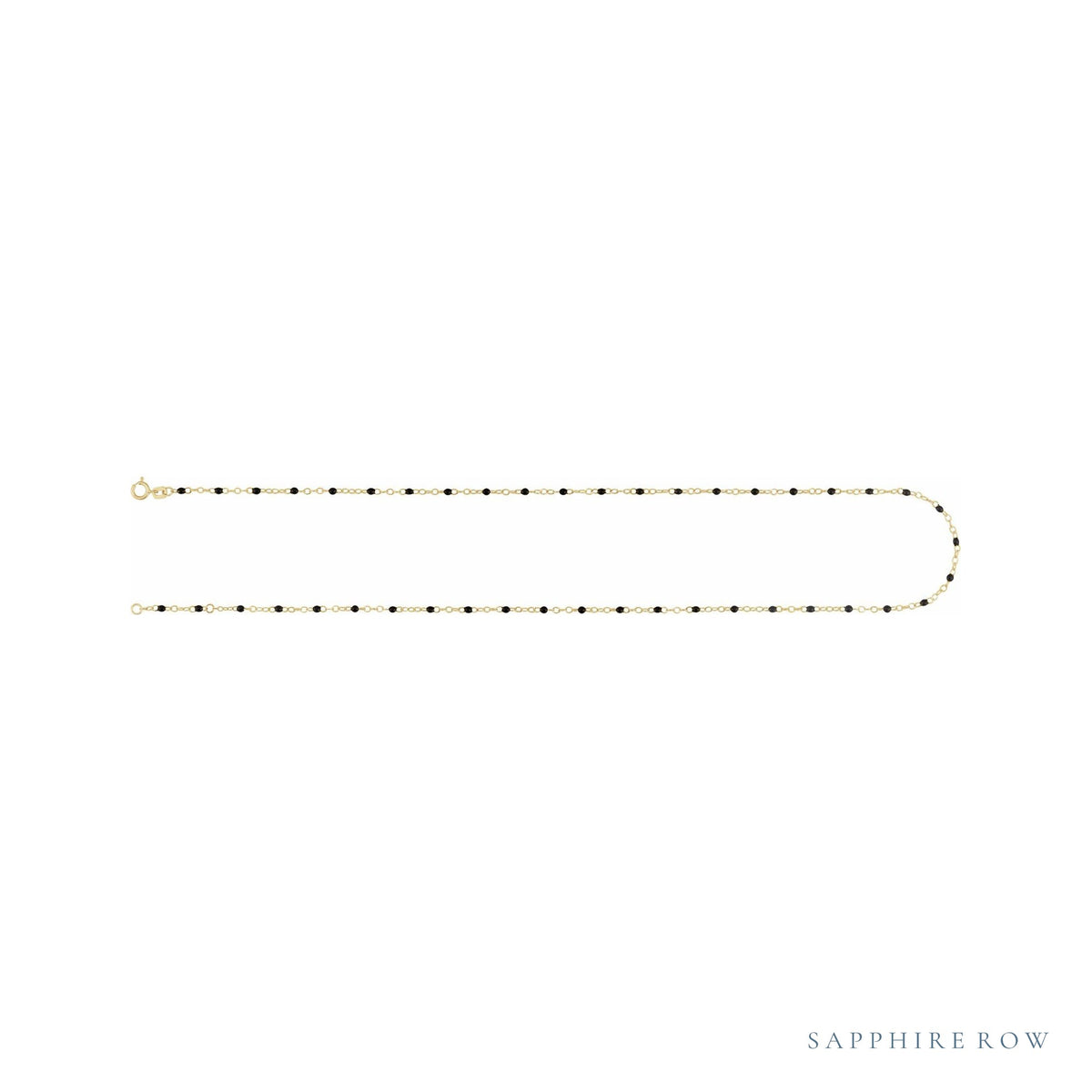 Sapphire Row Gold Enamel Bead Chain Anklet - Black (view 3)
