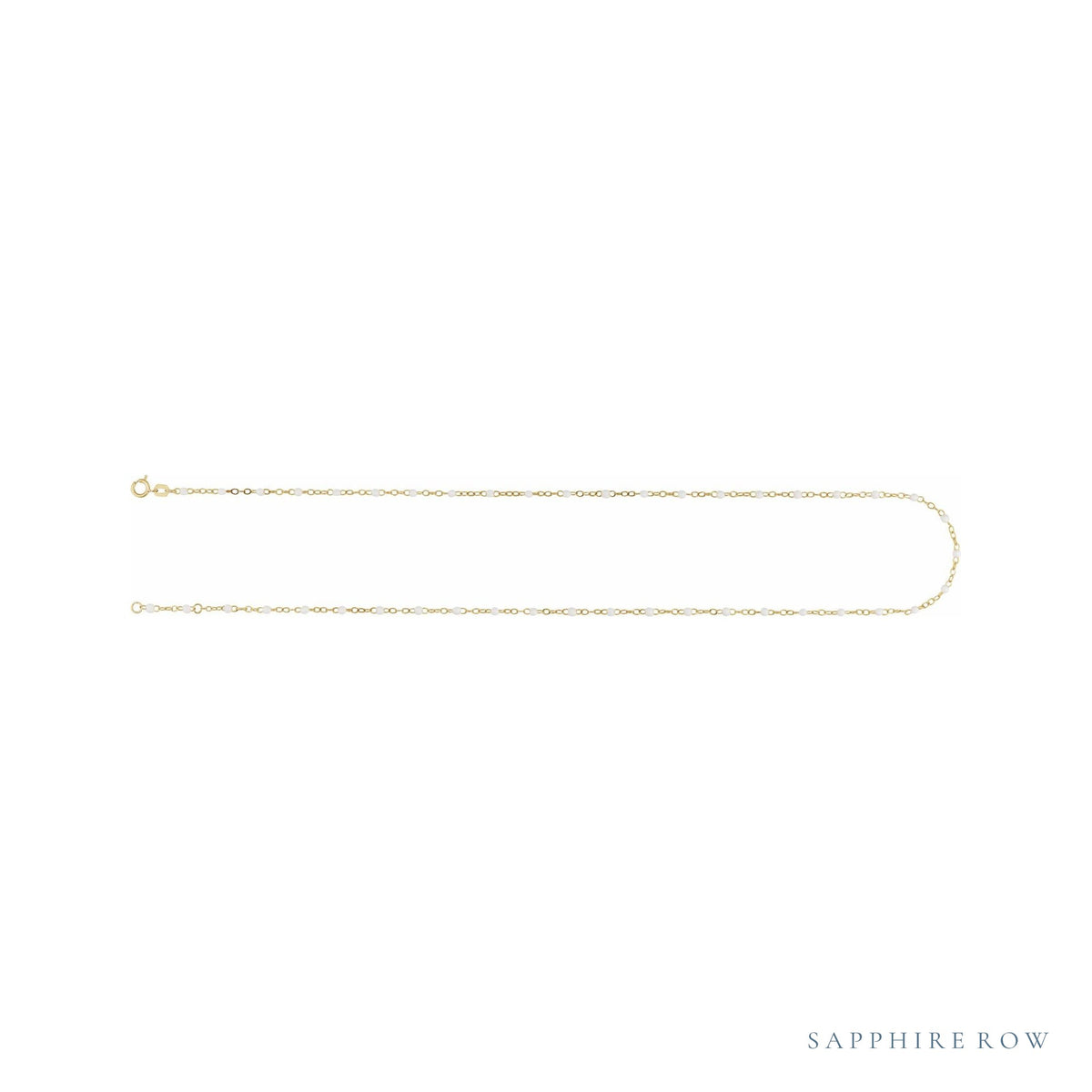 Sapphire Row Gold Enamel Bead Chain Necklace - White (view 3)
