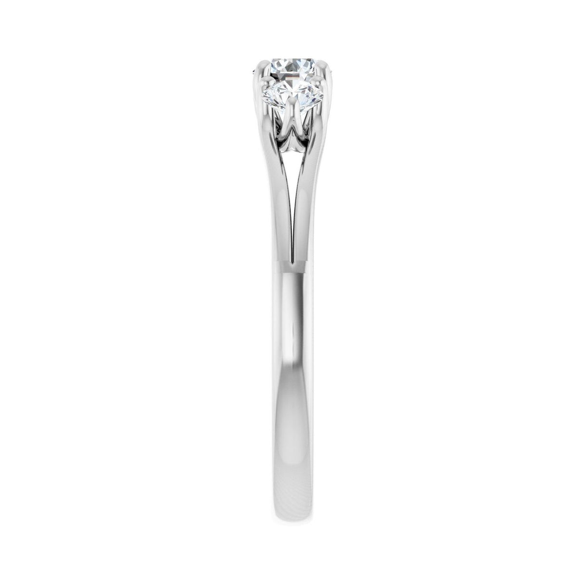 Sapphire Row Natural Round Diamond Hidden-Detail Three-Stone Engagement Ring - 14K White Gold, 1/2 ctw (view 4)