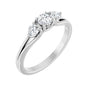 Sapphire Row Natural Round Diamond Hidden-Detail Three-Stone Engagement Ring - Platinum, 1/2 ctw