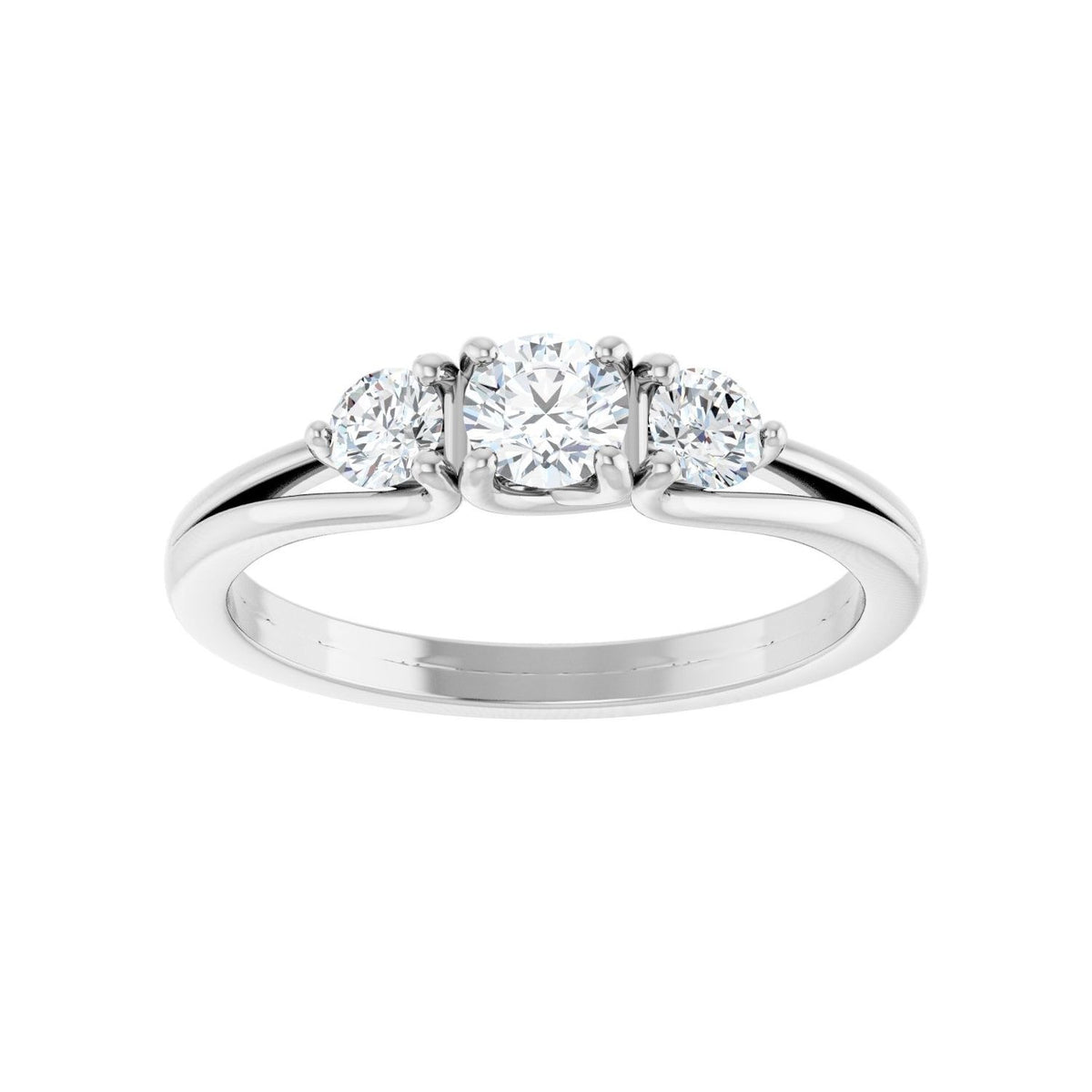 Sapphire Row Natural Round Diamond Hidden-Detail Three-Stone Engagement Ring - Platinum, 1/2 ctw (view 3)