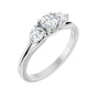 Sapphire Row Natural Round Diamond Hidden-Detail Three-Stone Engagement Ring - Platinum, 3/4 ctw