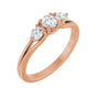 Sapphire Row Natural Round Diamond Hidden-Detail Three-Stone Engagement Ring - 14K Rose Gold, 1/2 ctw